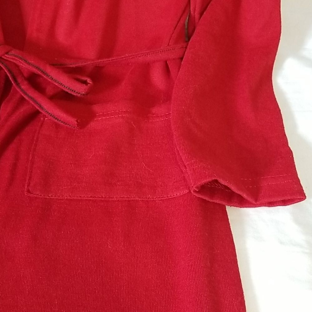 Deep‎ Red Double Pocket Bathrobe - Picture 3 of 7